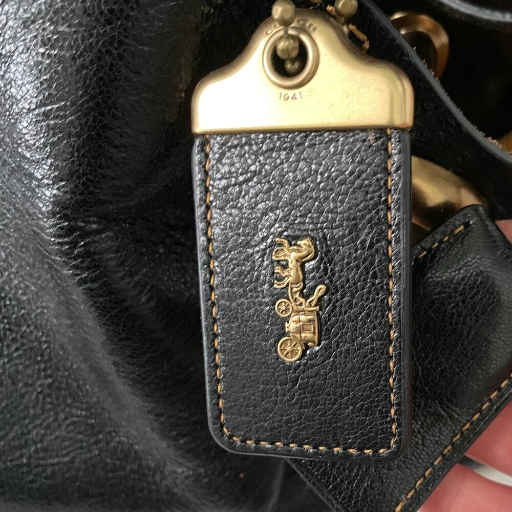 Coach 1941 Outlaw Satchel - Genuine Polished Grain Leather - Black - Picture 10 of 11